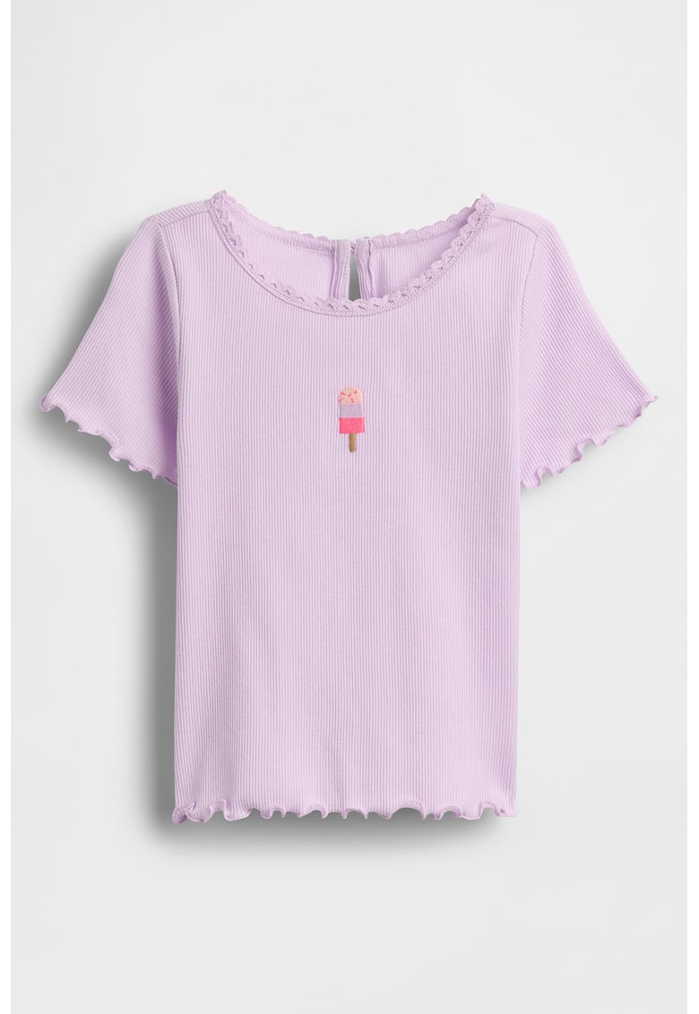 Tricou din bumbac cu decolteu rotund - Lila