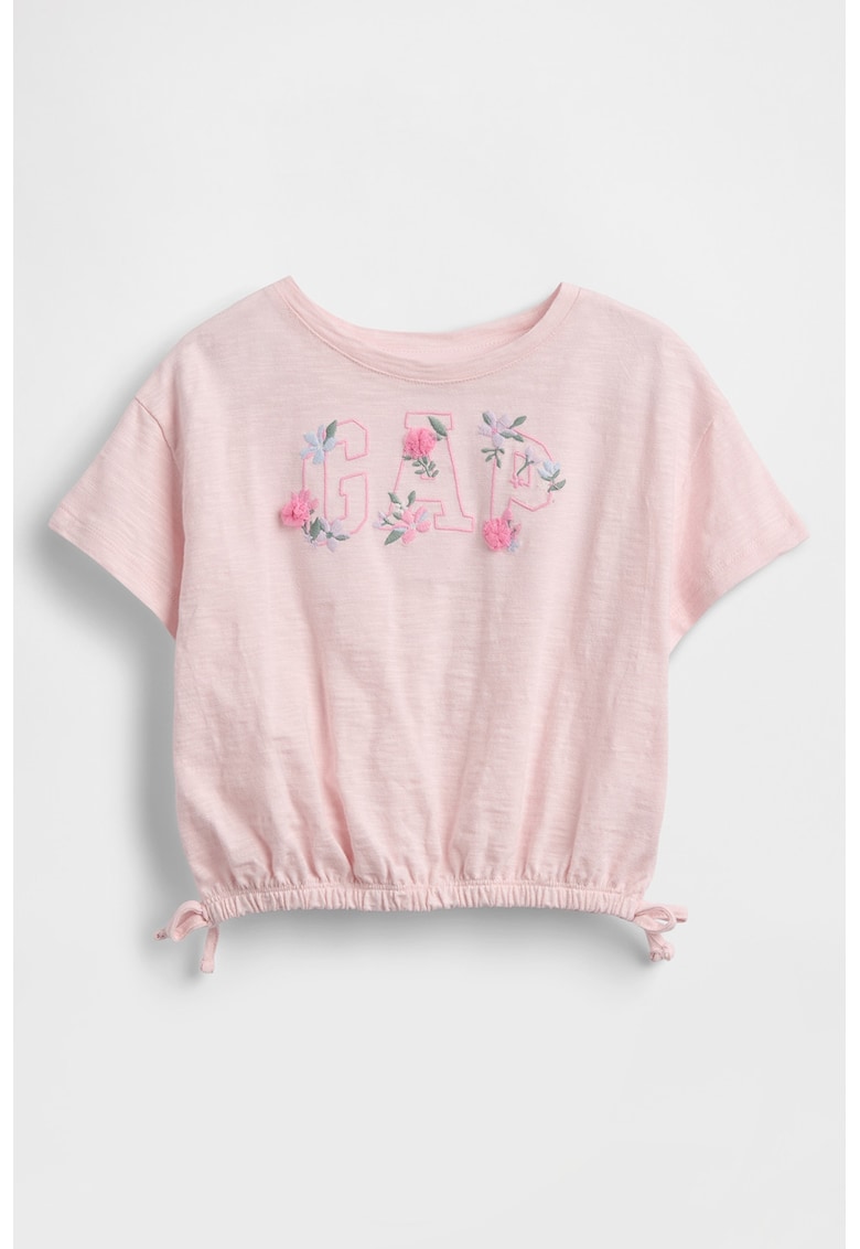Tricou din bumbac organic cu logo - Roz pal