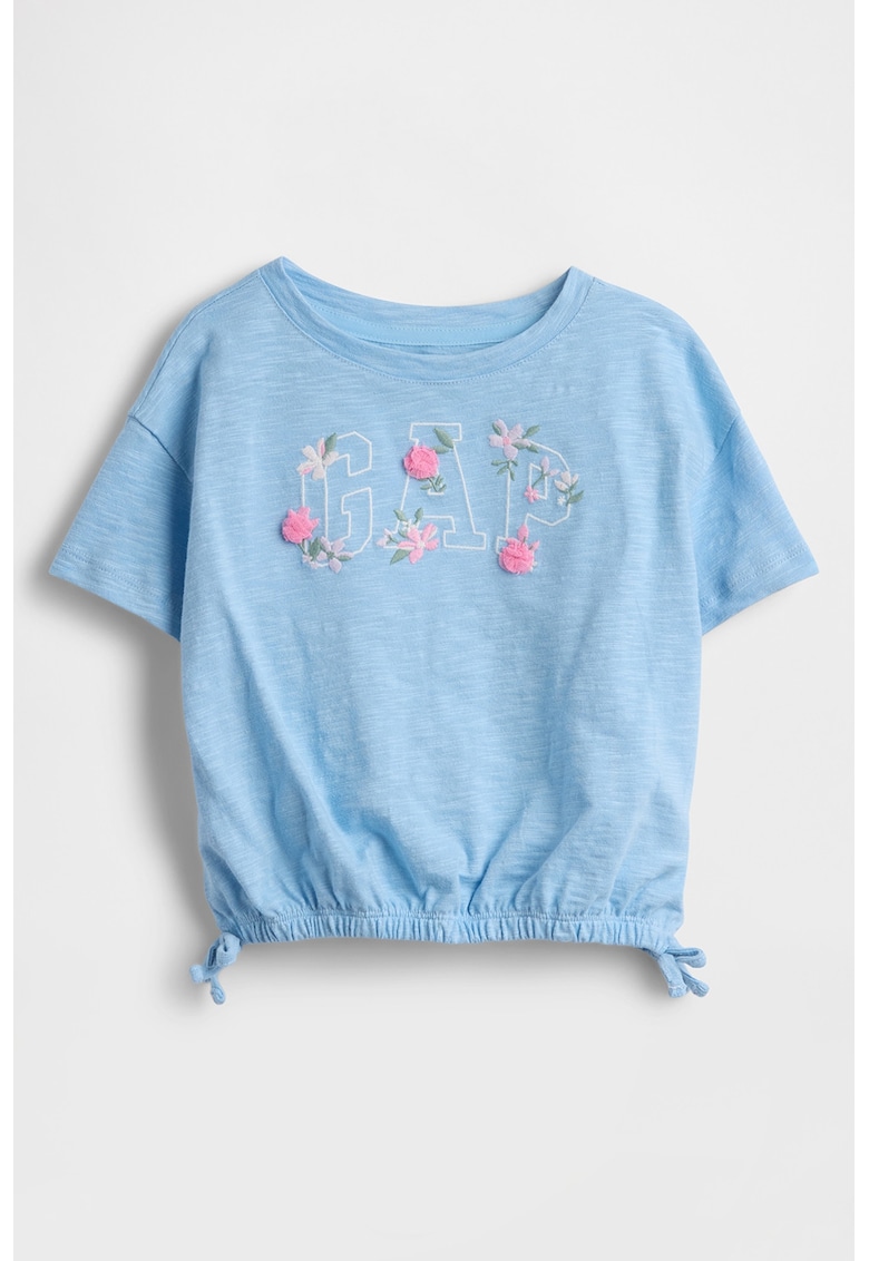 Tricou din bumbac organic cu logo - Albastru pastel