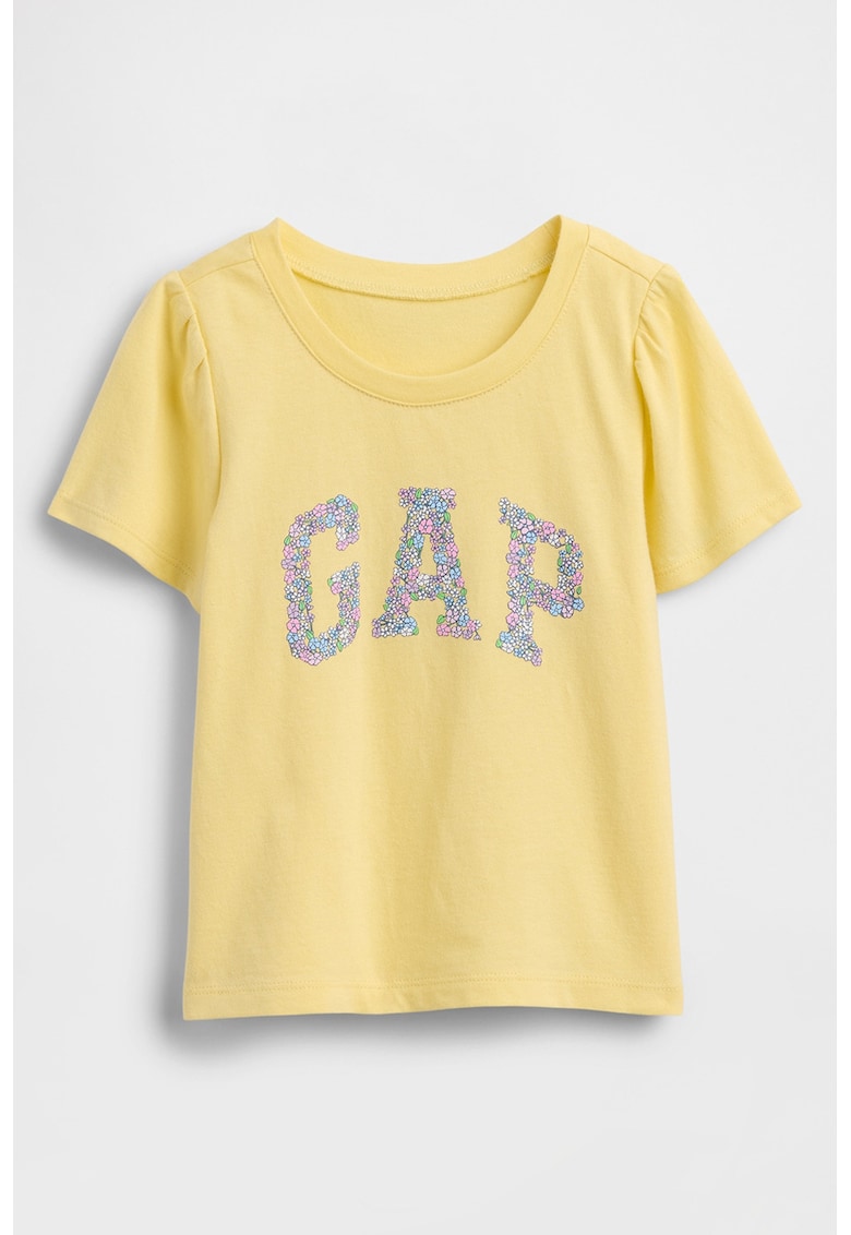Tricou din bumbac cu logo floral - Galben