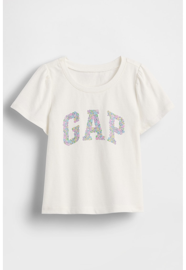 Tricou din bumbac cu logo floral - Alb murdar