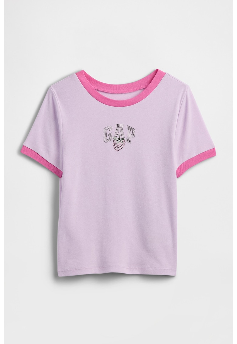 Tricou din bumbac cu aplicatie logo - Lila/Roz