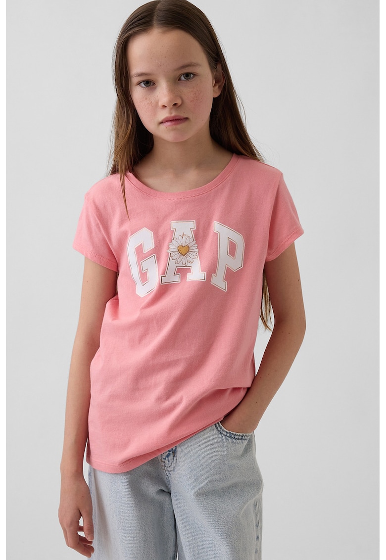 Tricou cu imprimeu logo - Roz pastel