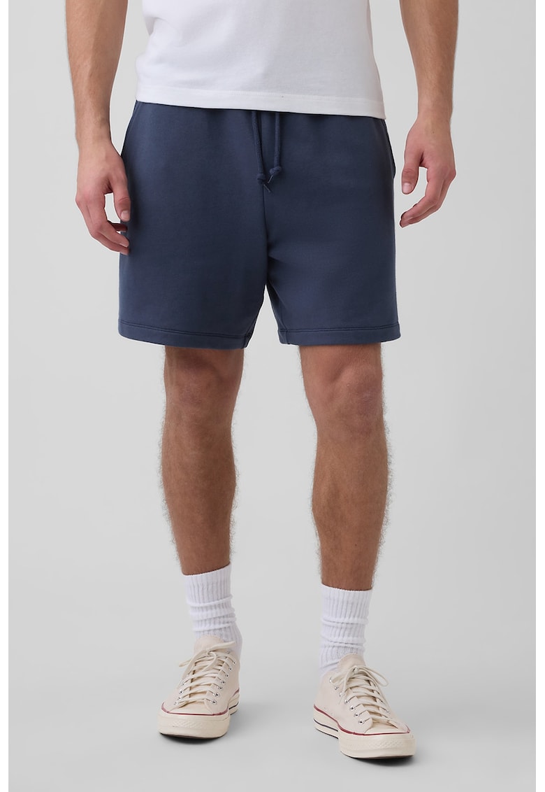 Pantaloni-bermude de trening cu snur - Bleumarin