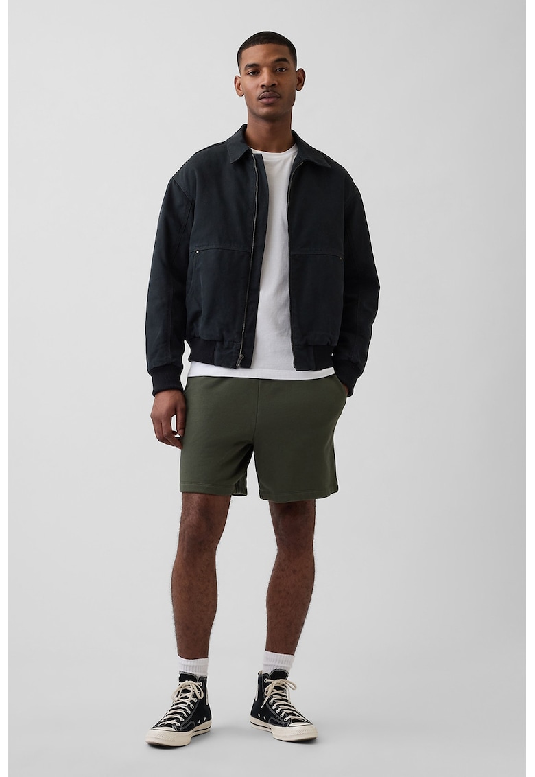 Pantaloni-bermude de trening cu snur - Verde sparanghel