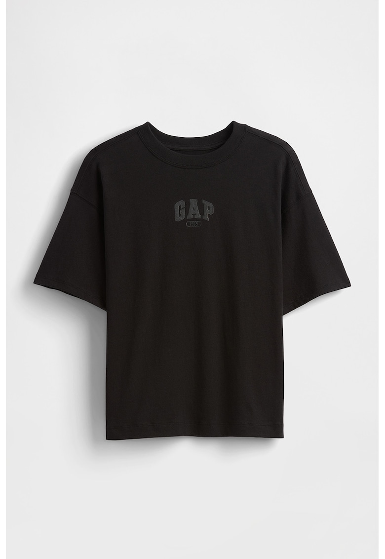 Tricou supradimensionat cu imprimeu logo - Negru
