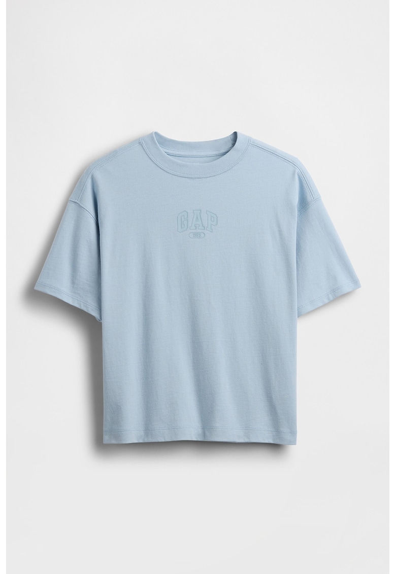 Tricou supradimensionat cu imprimeu logo - Albastru pastel