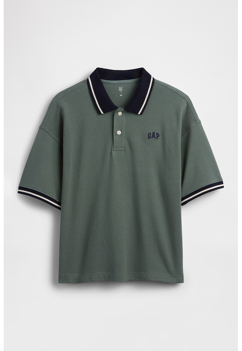 Tricou polo cu logo brodat - Verde feriga