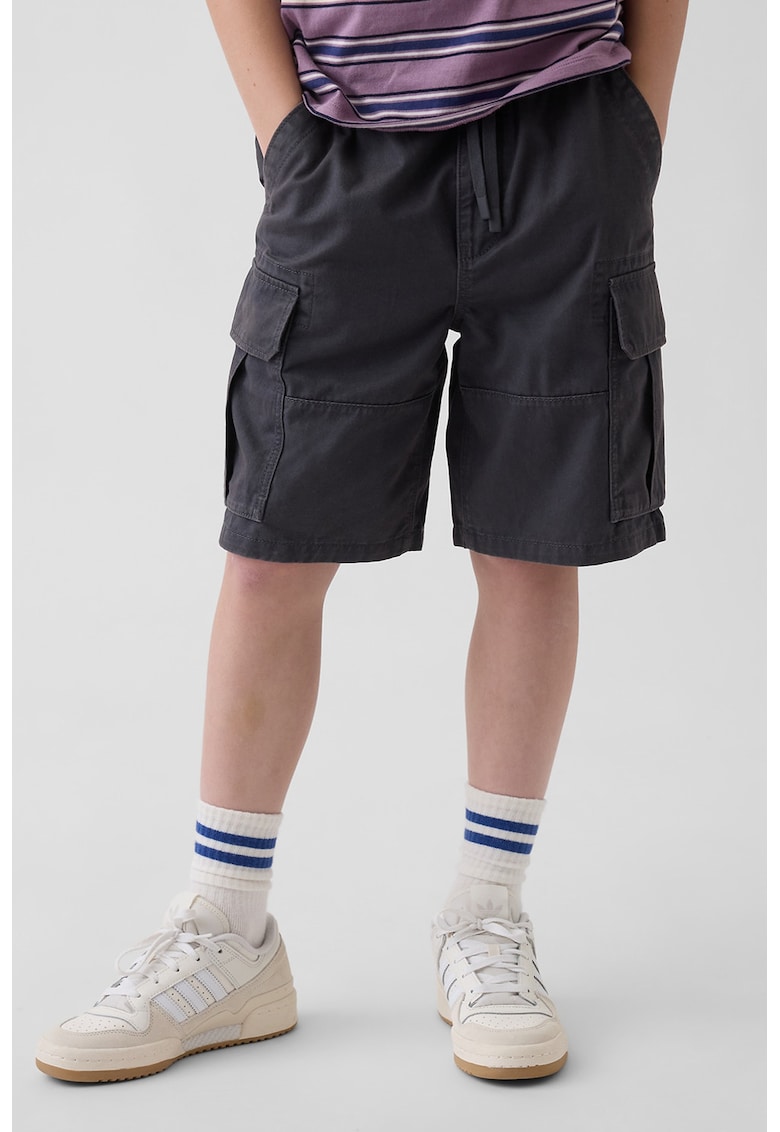 Pantaloni scurti cargo cu snur - Gri inchis