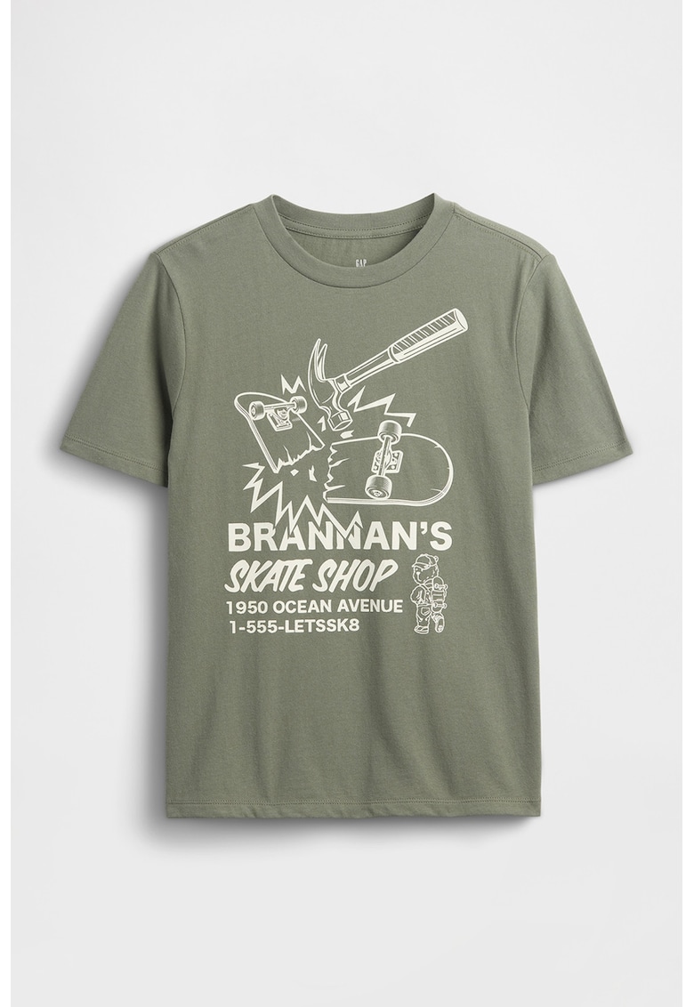 Tricou din bumbac cu imprimeu grafic - Verde sparanghel