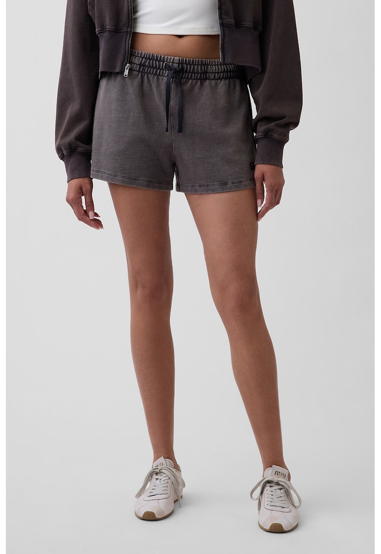 Pantaloni scurti din amestec de bumbac cu logo - Gri melange