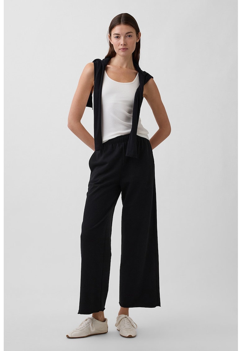 Pantaloni de trening cu croiala ampla si logo - Negru