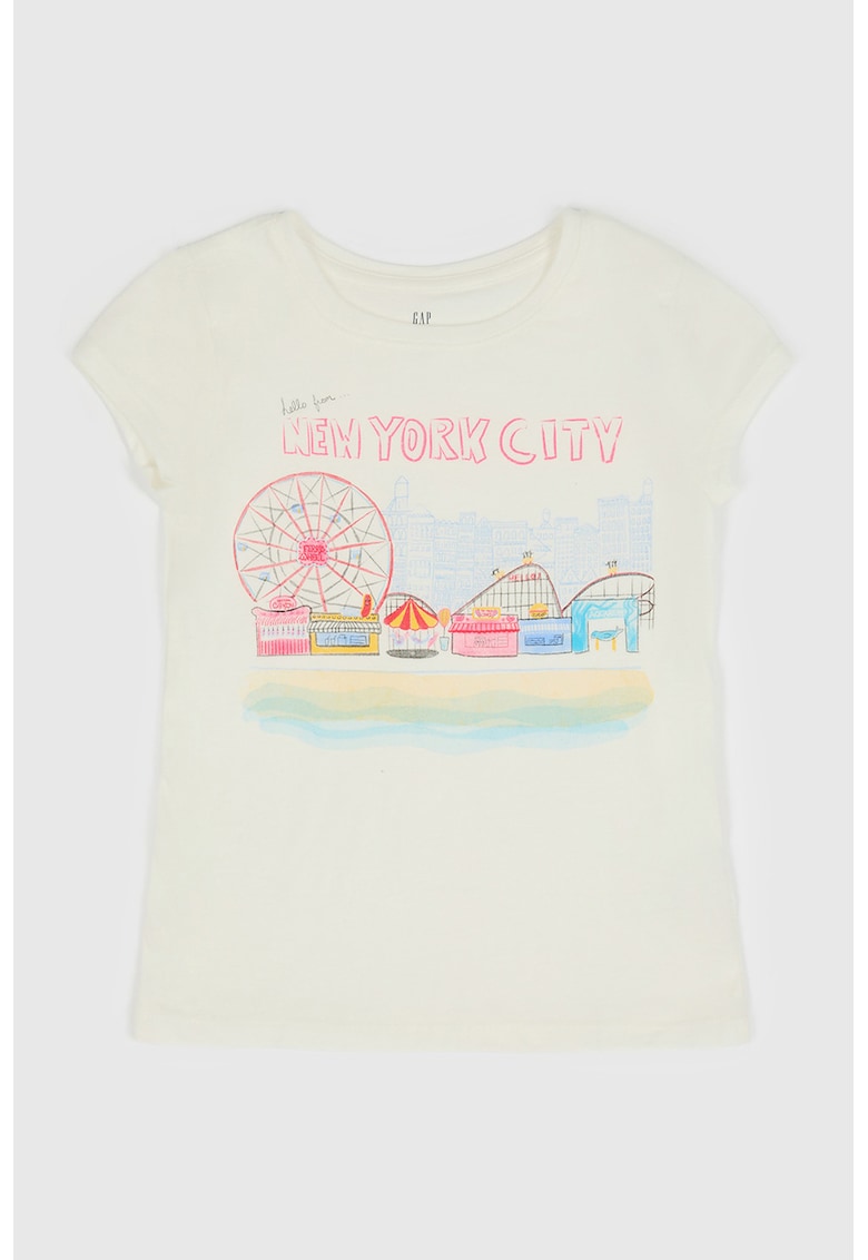Tricou din bumbac cu imprimeu grafic - Alb murdar