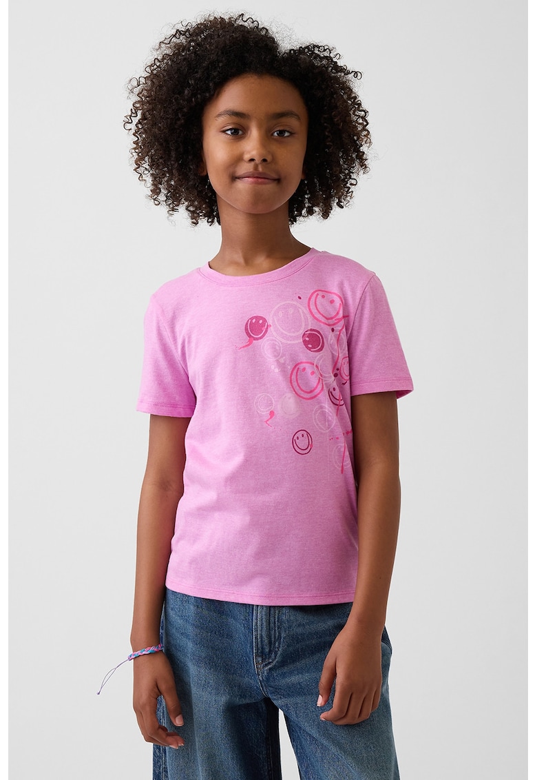 Tricou lejer cu imprimeu - Roz orhidee
