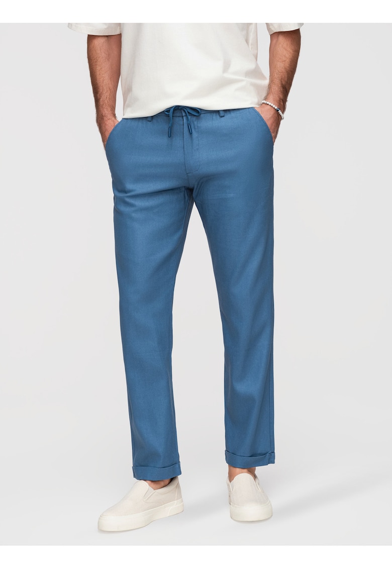 Pantaloni casual cu elasticitate si buzunare chino - Albastru denim