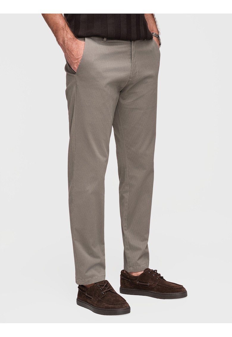 Pantaloni chino din bumbac elastic cu croiala regular fit - Gri