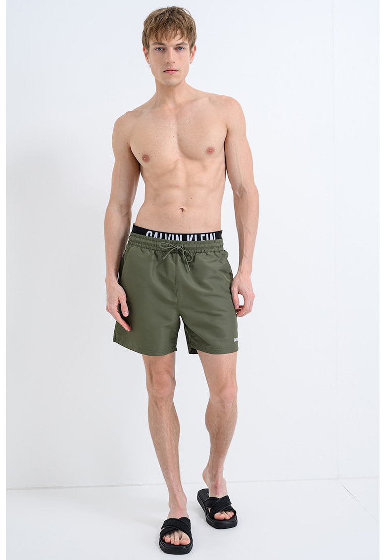 Pantaloni scurti de baie cu buzunare cu fermoar - Kaki
