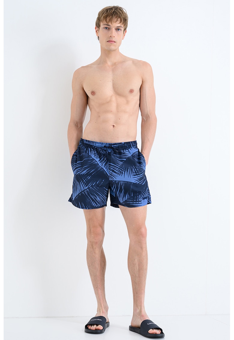 Pantaloni scurti de baie cu imprimeu - Albastru indigo