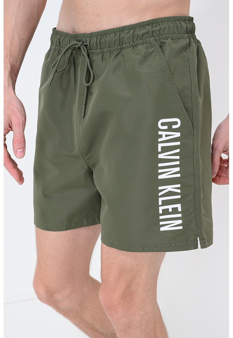 Pantaloni scurti de baie cu model logo - Kaki