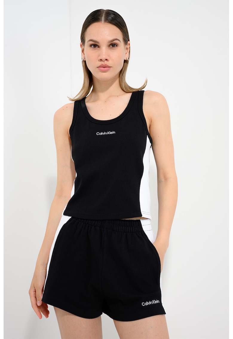 Top de plaja cu logo - Alb/Negru