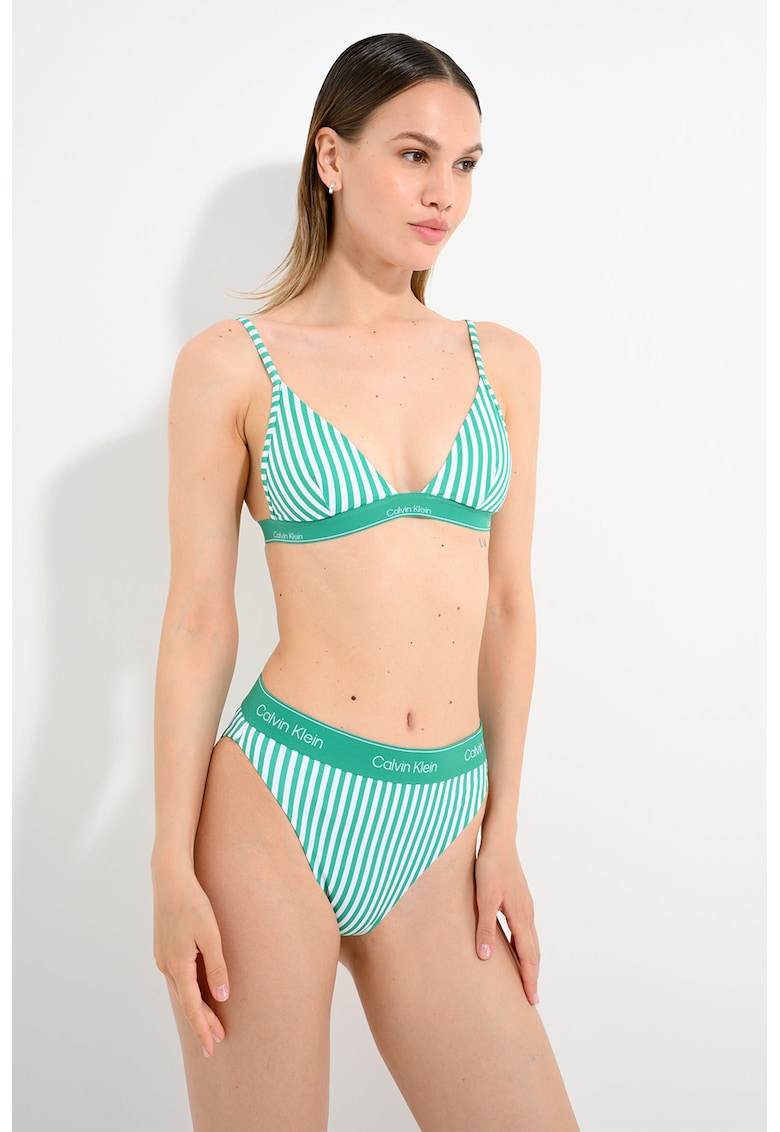 Sutien bralette de baie cu banda logo - Alb/Verde