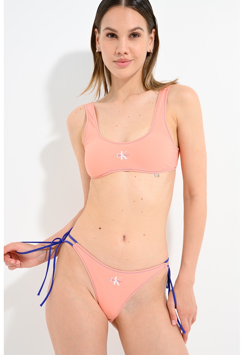 Slip brazilian cu snururi laterale - Roz somon
