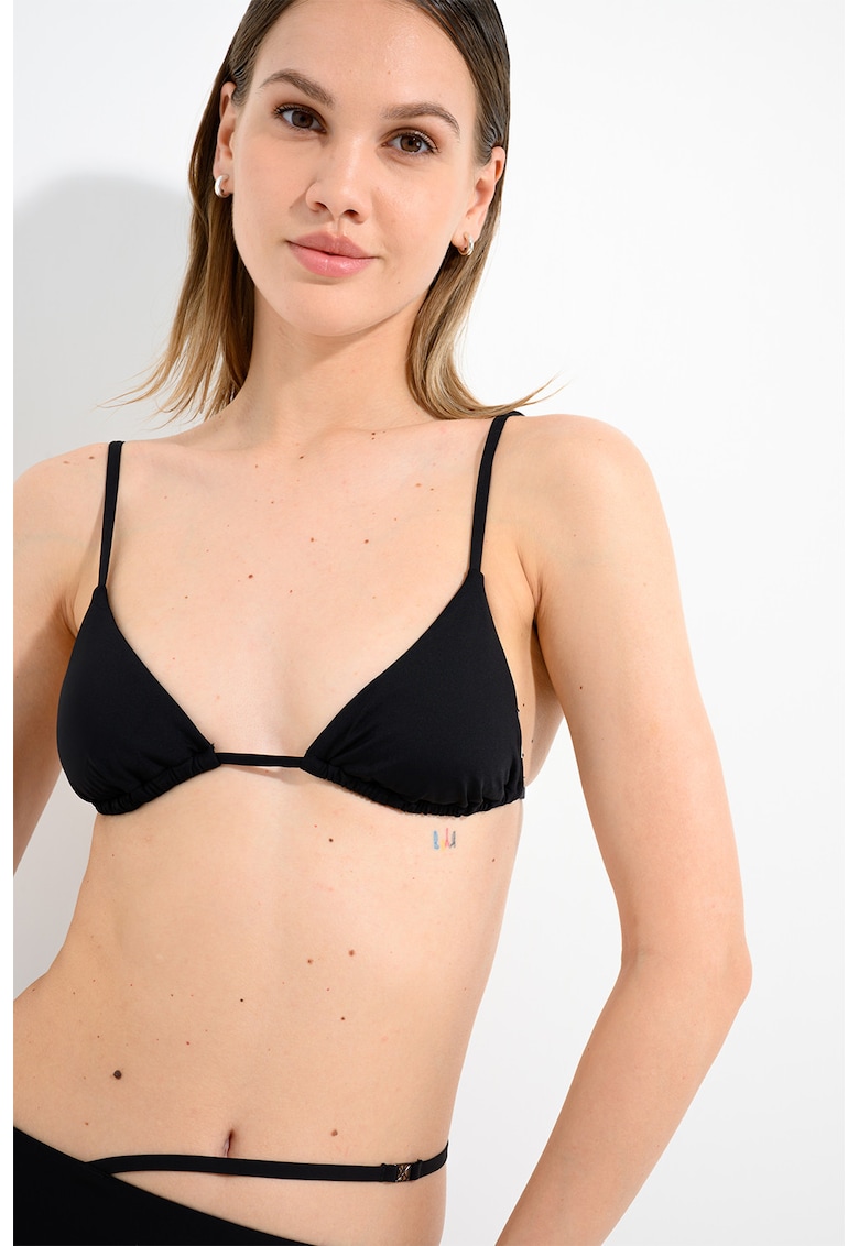 Top de baie cu cupe triunghiulare si model uni - Negru