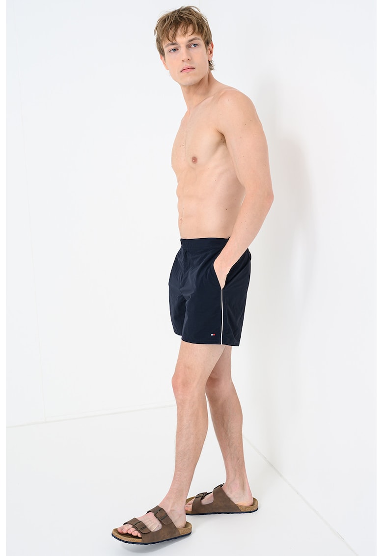 Pantaloni scurti de baie cu model uni si buzunare laterale - Albastru ultramarin