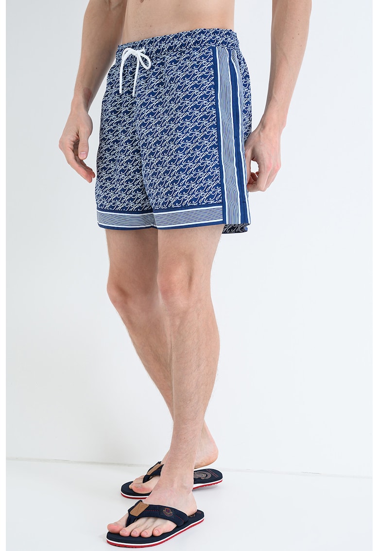 Pantaloni scurti de baie cu model - Alb/Bleumarin