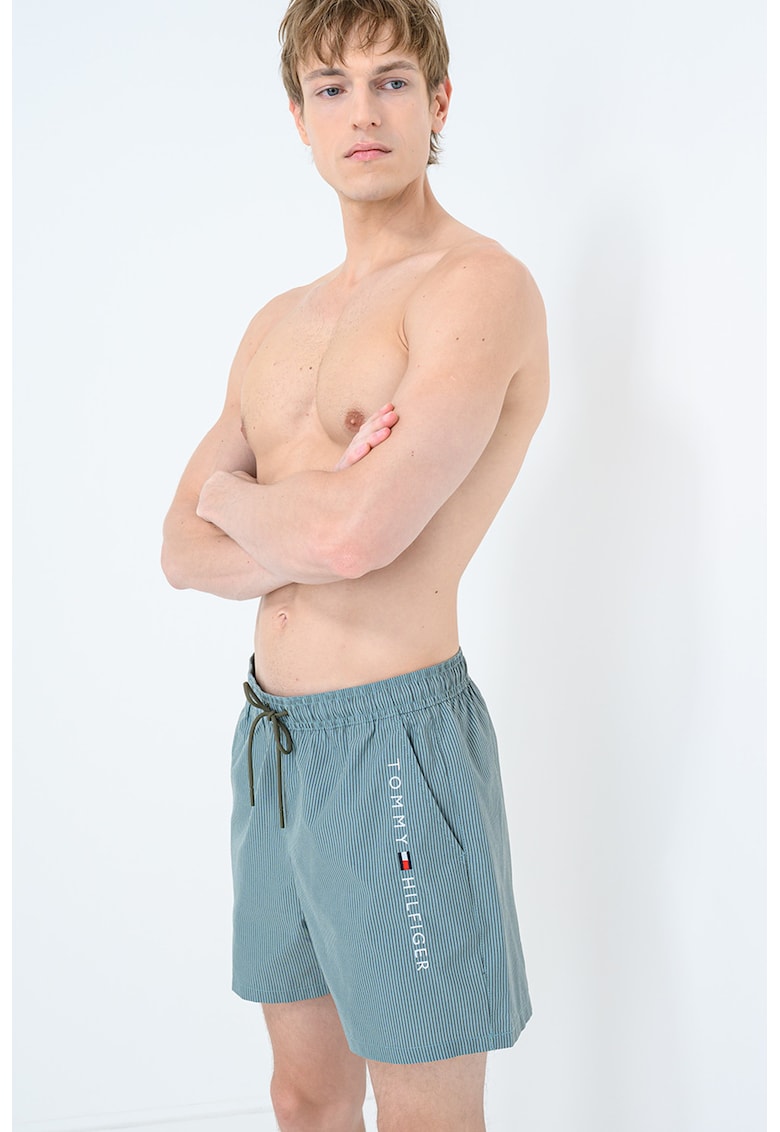 Pantaloni scurti de baie cu buzunare laterale - Verde/Negru