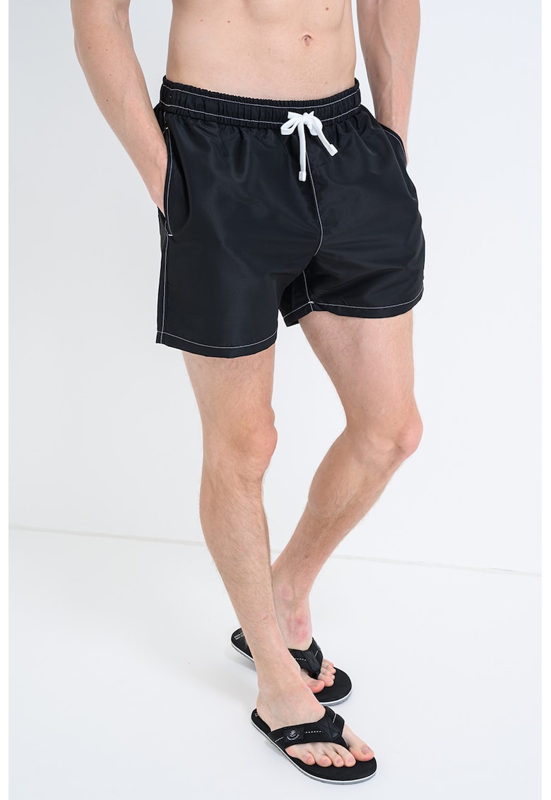 Pantaloni scurti de baie cu buzunare laterale - Negru