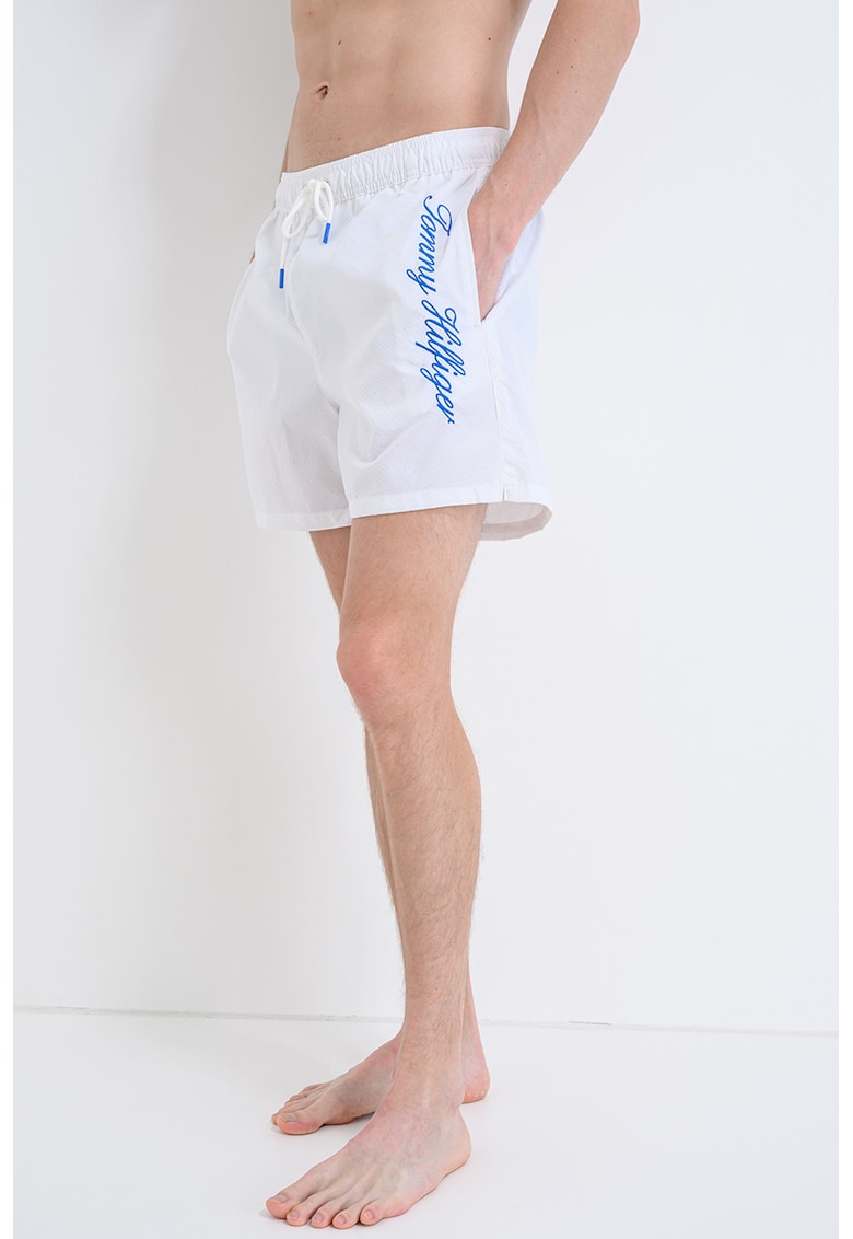 Pantaloni scurti de baie cu imprimeu logo - Alb