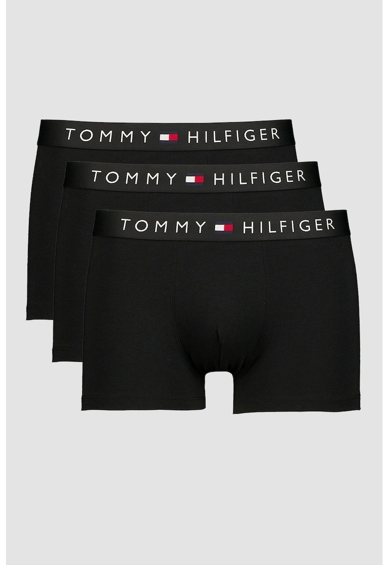Set de boxeri din amestec de bumbac cu logo - 3 perechi - Negru