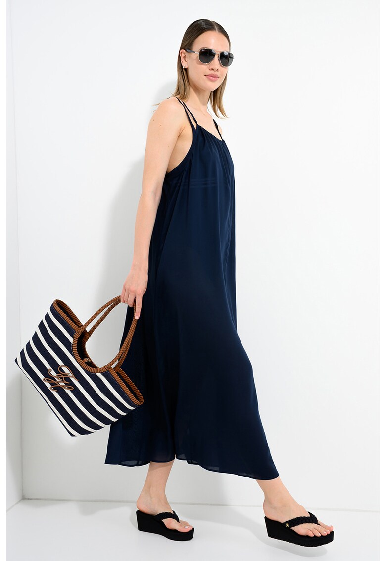 Rochie cu model uni pentru plaja - Bleumarin