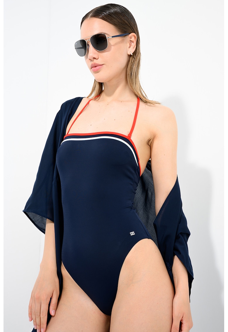 Costum de baie intreg bandeau - Rosu/Bleumarin