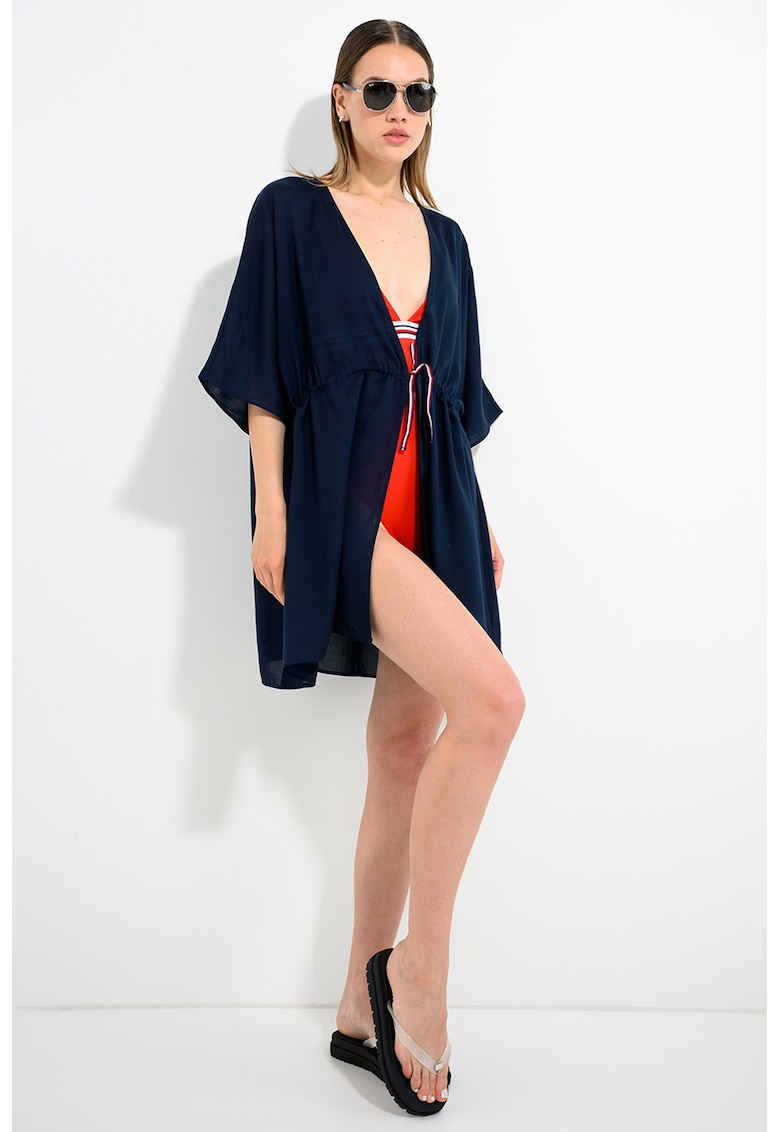 Caftan scurt din lyocell - Bleumarin