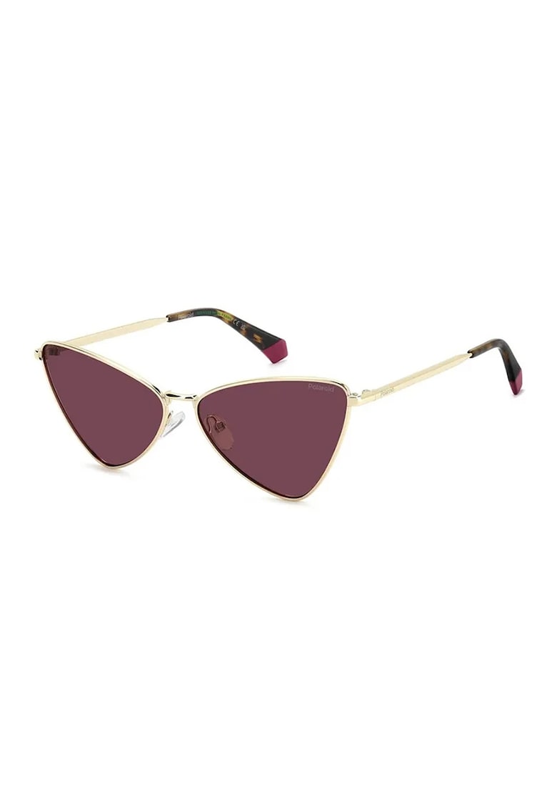 Ochelari de soare cat-eye cu lentile polarizate si rama din otel inoxidabil - Negru/Auriu deschis