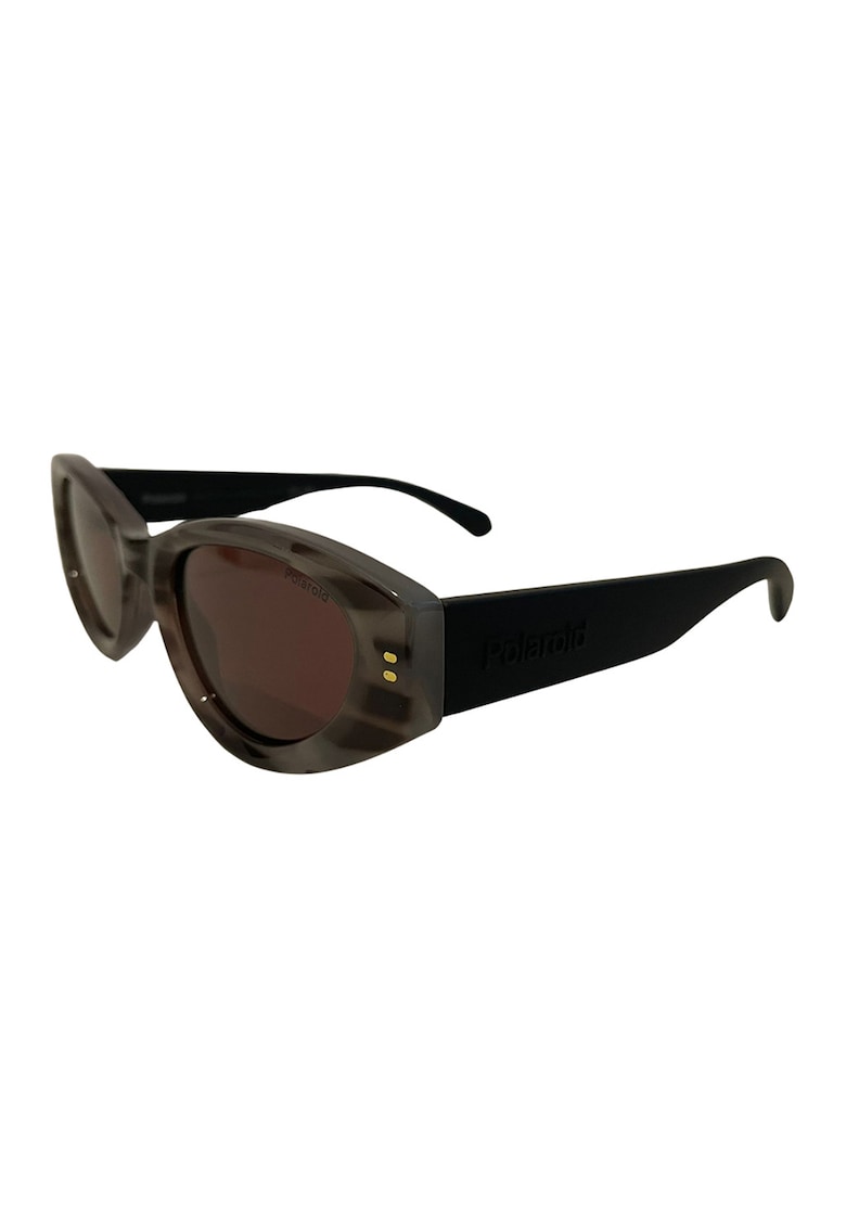 Ochelari de soare cat-eye cu lentile polarizate si rama groasa - Negru/Maro taupe inchis