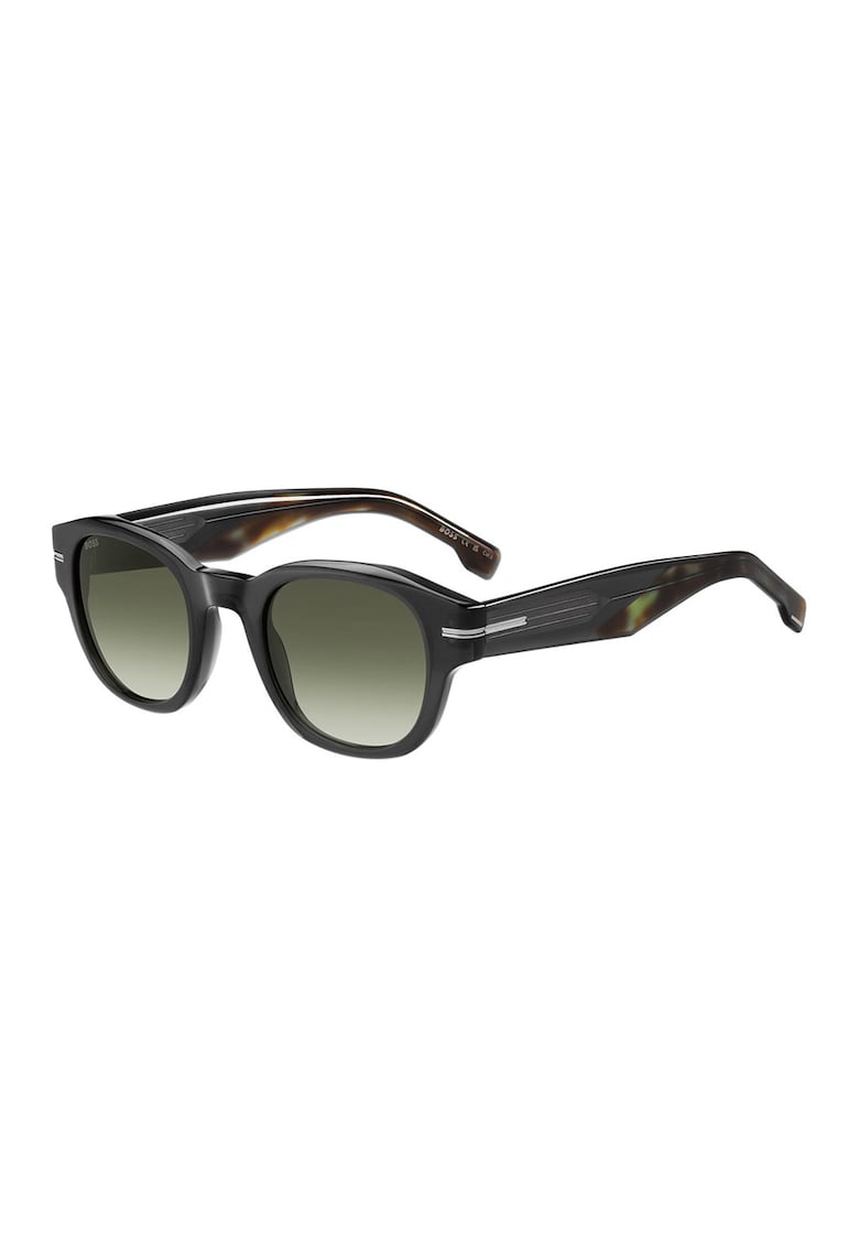 Ochelari de soare rotunzi cu lentile in degrade - Negru carbon/Verde fistic
