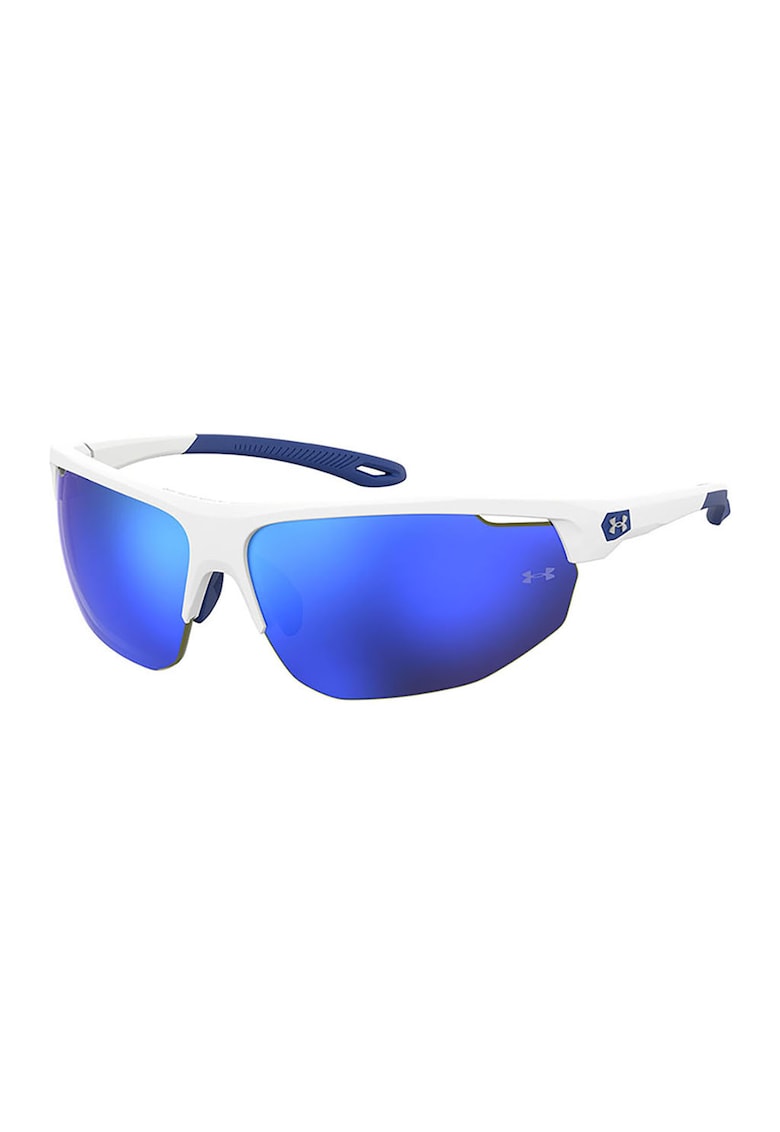 Ochelari de soare wrap cu lentile oglinda - Alb/Albastru oceanic