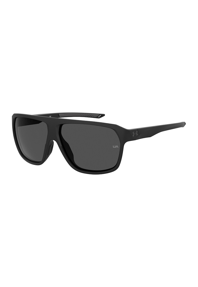 Ochelari de soare dreptunghiulari cu logo discret si model unisex - Negru carbon