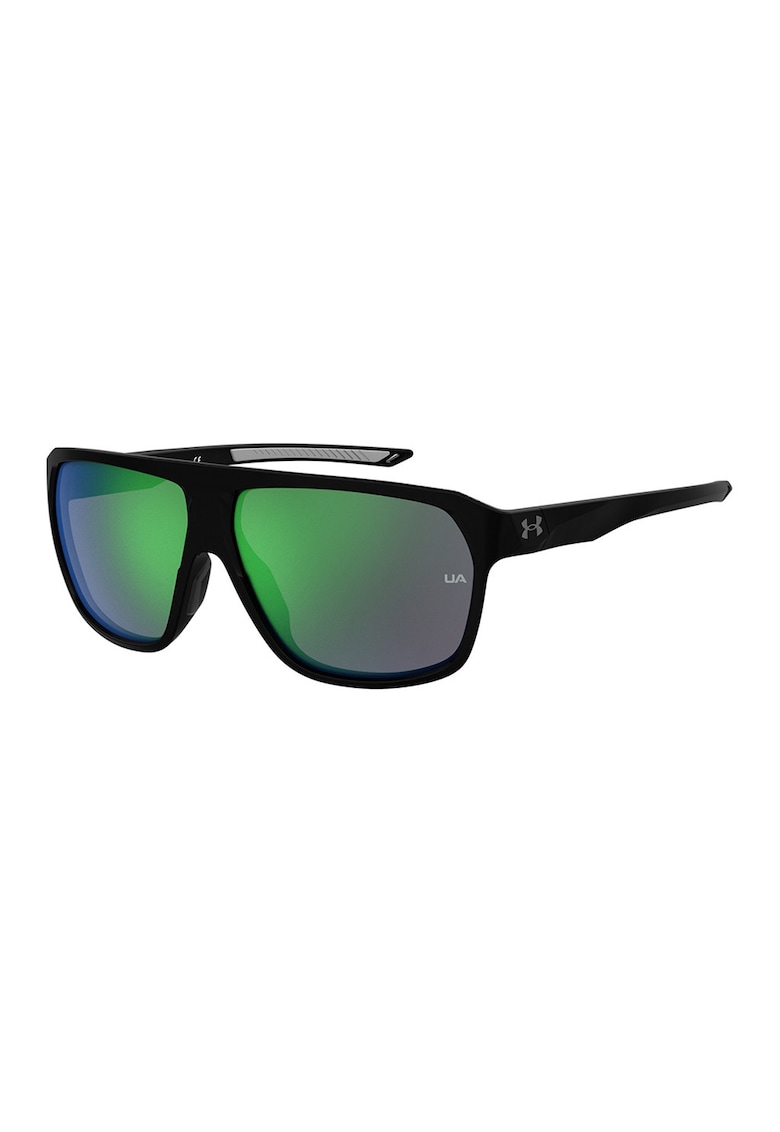 Ochelari de soare dreptunghiulari cu logo discret si model unisex - Negru