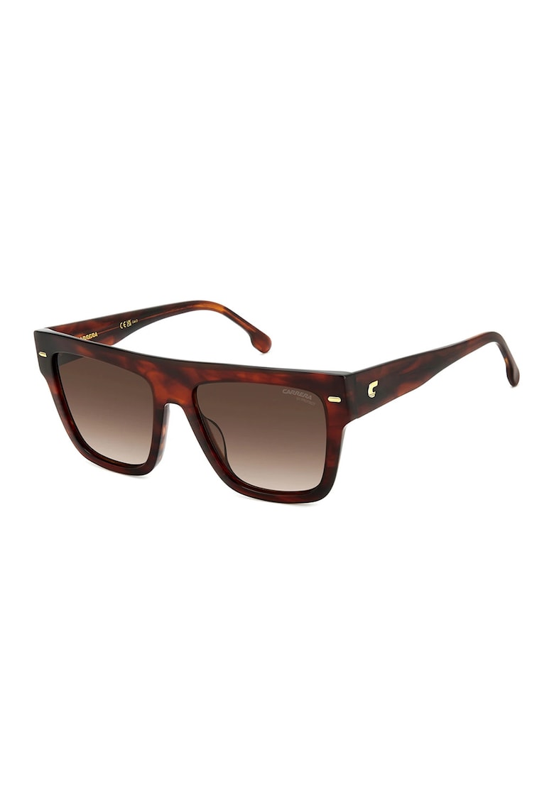 Ochelari de soare patrati cu rama cu aspect tortoise - Negru/Caramiziu inchis