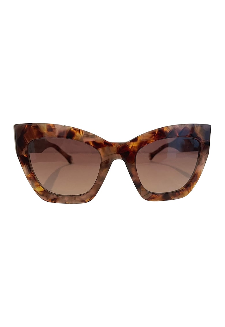 Ochelari de soare cat-eye cu animal print - Maro cognac