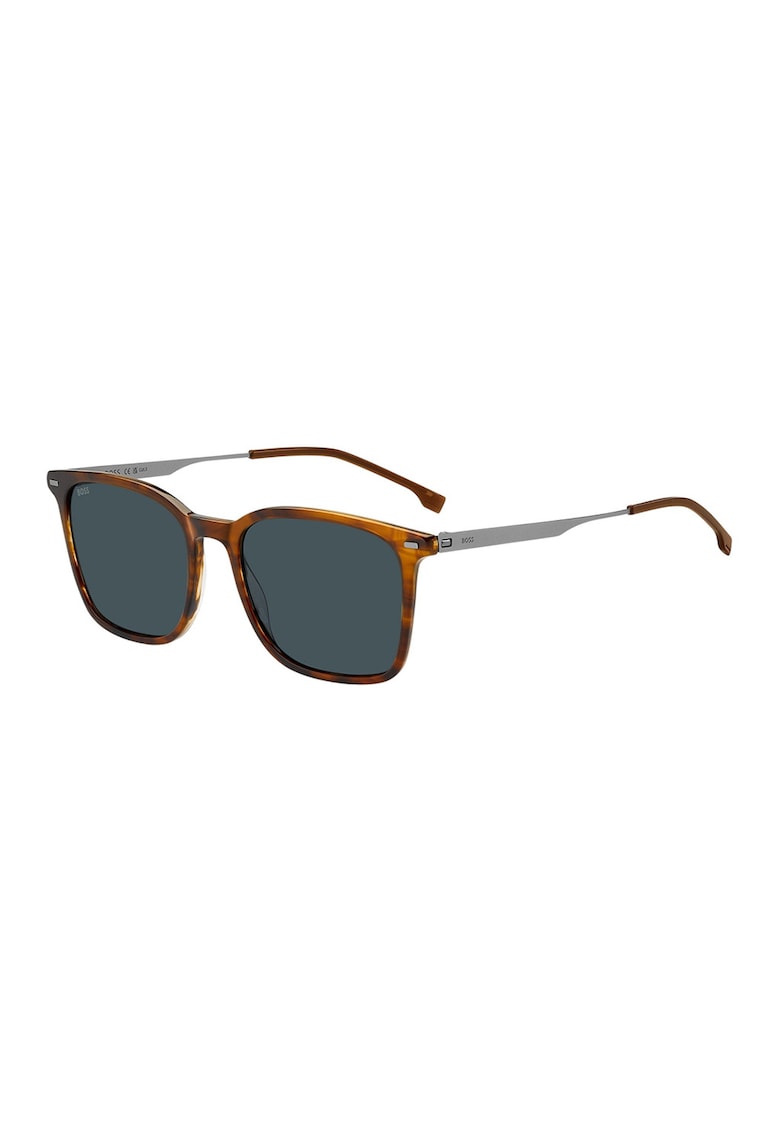 Ochelari de soare patrati cu aspect tortoise - Maro scortisoara/Argintiu