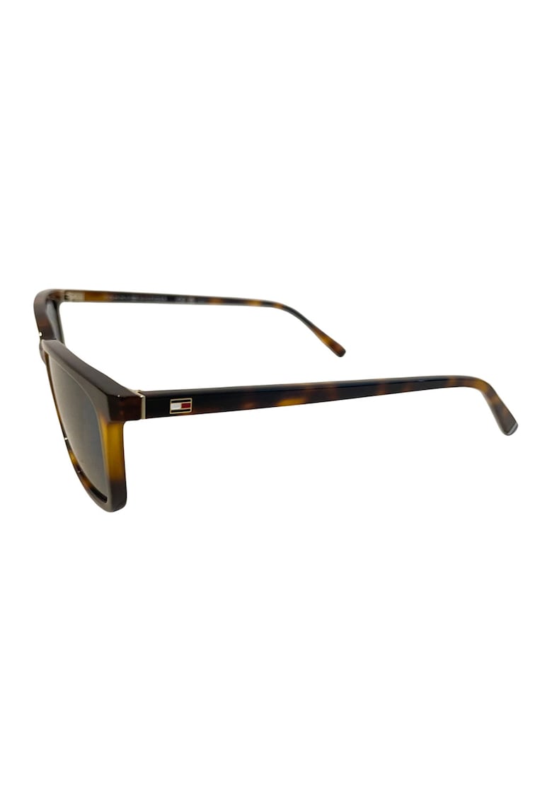 Ochelari de soare dreptunghiulari cu lentile uni - Negru/Portocaliu mandarina