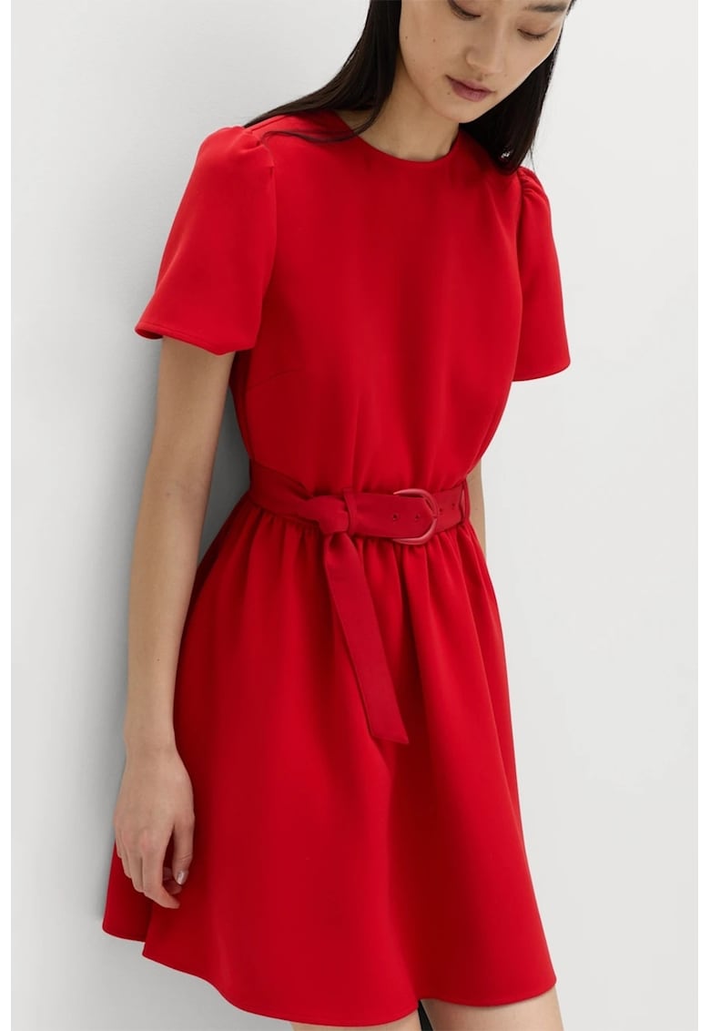 Rochie mini cu maneci scurte - Rosu vermillion