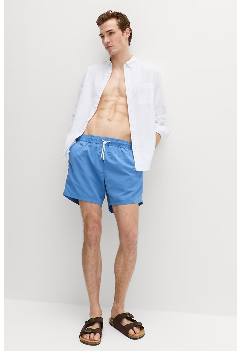 Pantaloni scurti de baie din material cu uscare rapida - Albastru azur