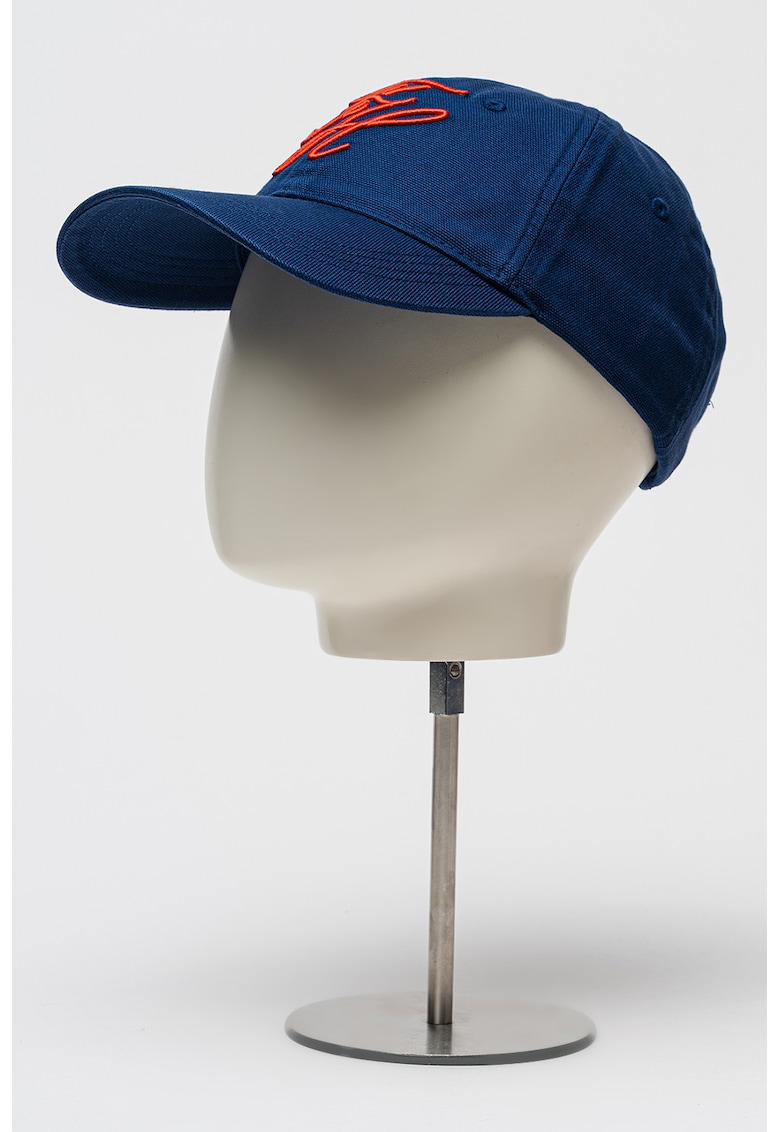 Sapca baseball de bumbac organic Script - Portocaliu/Albastru indigo