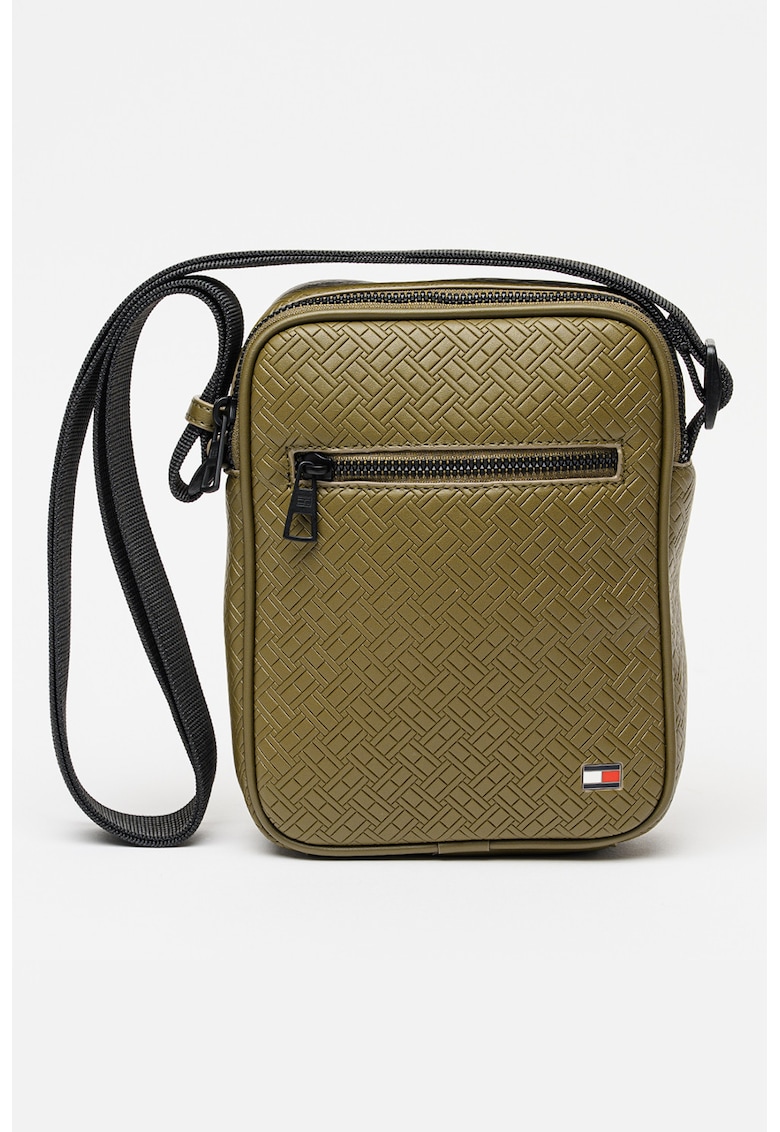Geanta crossbody de piele ecologica - Negru/Kaki